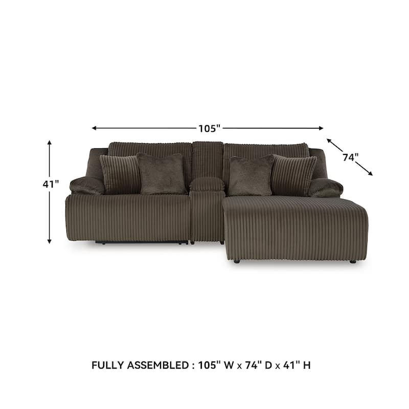 Signature Design by Ashley Top Tier 3-Piece Reclining Sectional with Chaise - 105"W x 74"D x 41"H