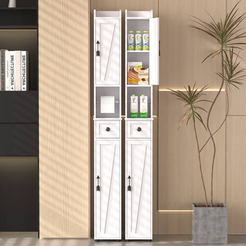 Javlergo Bathroom Tall Cabinet with Adjustable Shelves, Floor Narrow Slim Storage Cabinet for Small Space