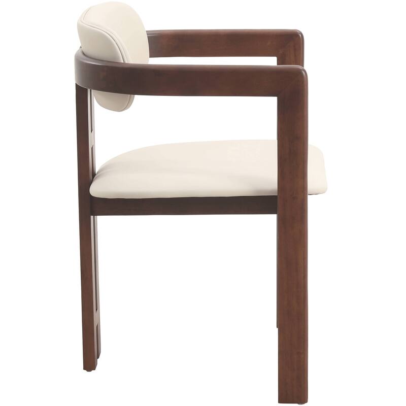 Dining Chairs Upholstered Leather Seats in Rubberwood Set of 4 Arm Chairs Open Back Design