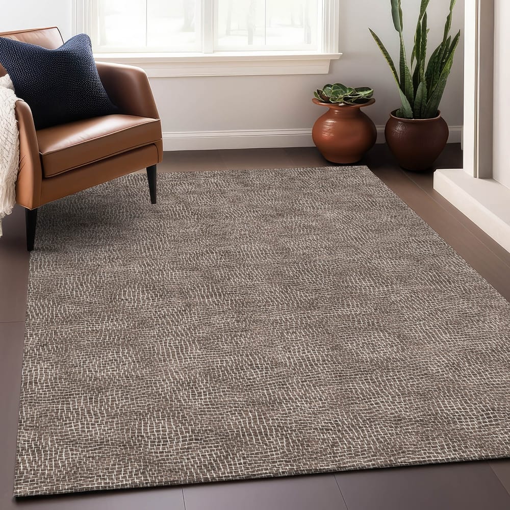 Machine Washable Indoor/ Outdoor Solid Modern Chantille Rug