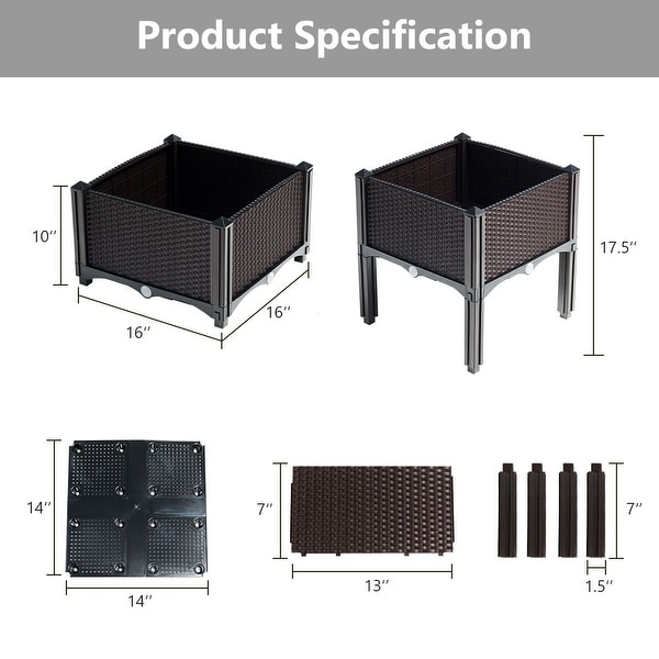 Costway Set of 4 Raised Garden Bed Elevated Flower Vegetable Herb Grow - See Description