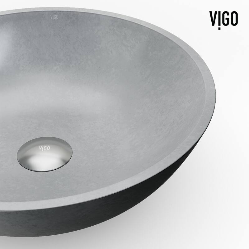 VIGO Ravenna 16"L x 16"W Concrete Vessel Sink and Dunn 11"H Faucet Set