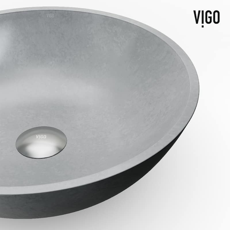 VIGO Ravenna 16"L x 16"W x 5"H Concreto Stone Round Bathroom Vessel Sink