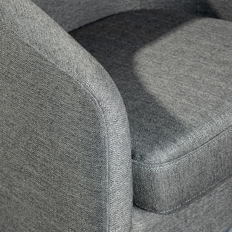 Barrel Accent Chair with 360° Swivel Vinyl Wrapped Base