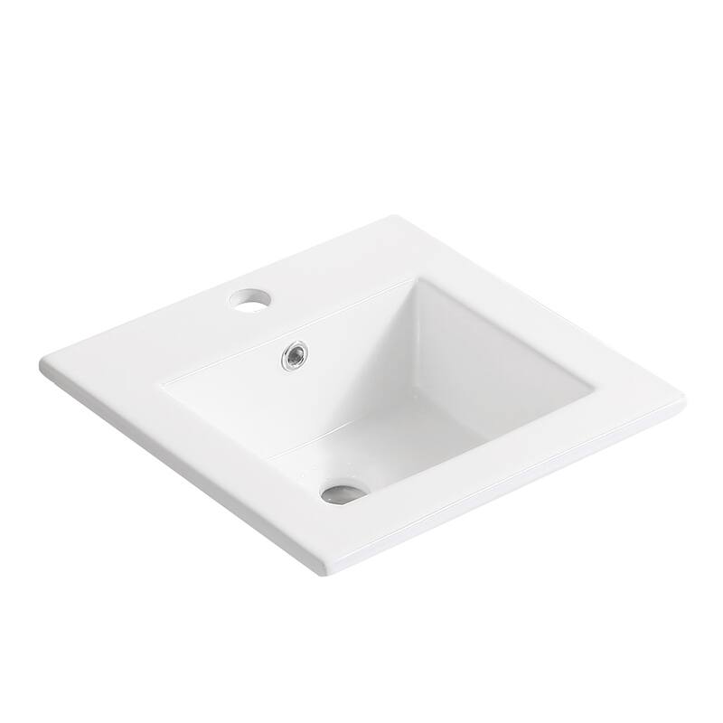 Modern 16" White Bathroom Vanity with Sink, Compact Cabinet with Radar Light, Wall-Mount or Freestanding Design