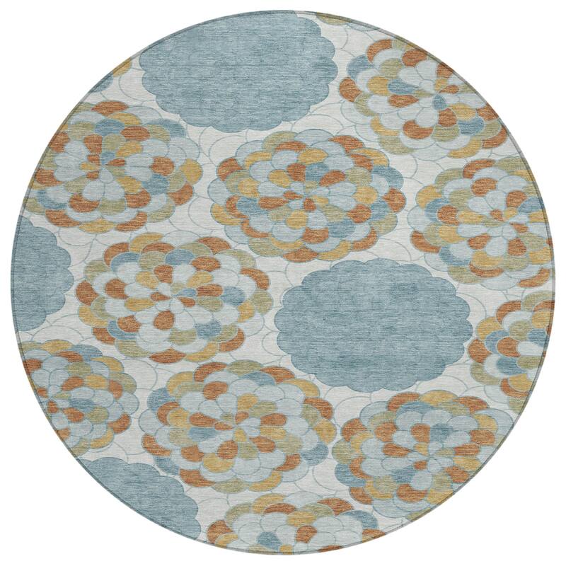 Machine Washable Indoor/ Outdoor Mosaic Cluster Chantille Rug