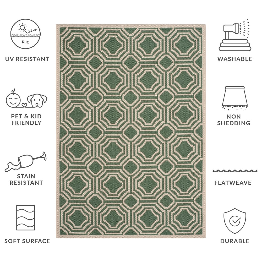 SAFAVIEH, Courtyard Barbl Indoor/ Outdoor Waterproof Patio Backyard Rug