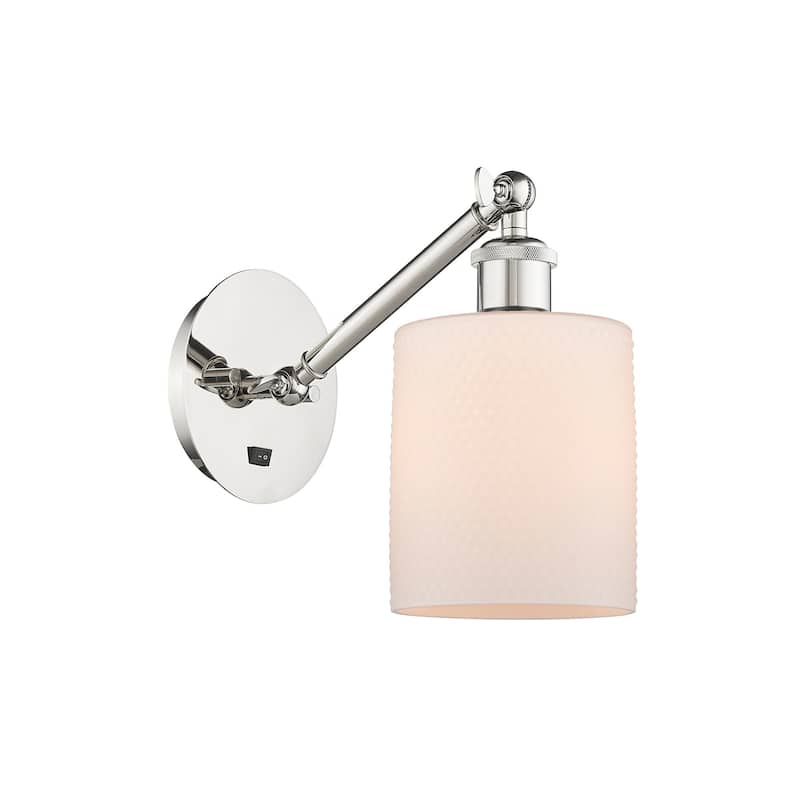 Innovations Lighting 317-1W-13-6 Cobbleskill Sconce Cobbleskill 13" - Polished Nickel / Matte White