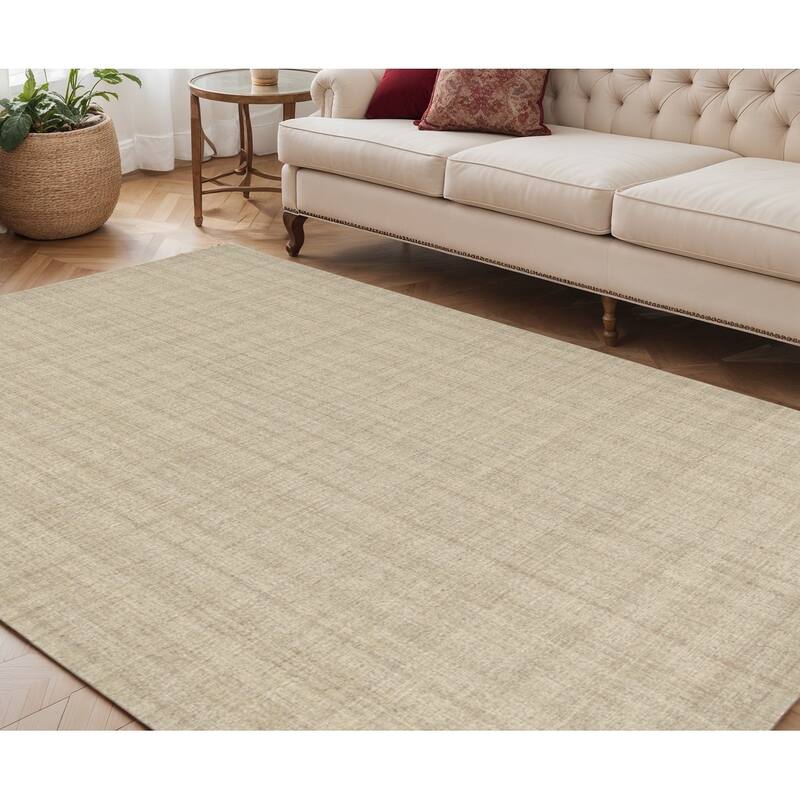 HomeRoots Plaid Transitional Rectangle Area Rug - 90.00 in. x 60.00 in.  x 0.45 in.