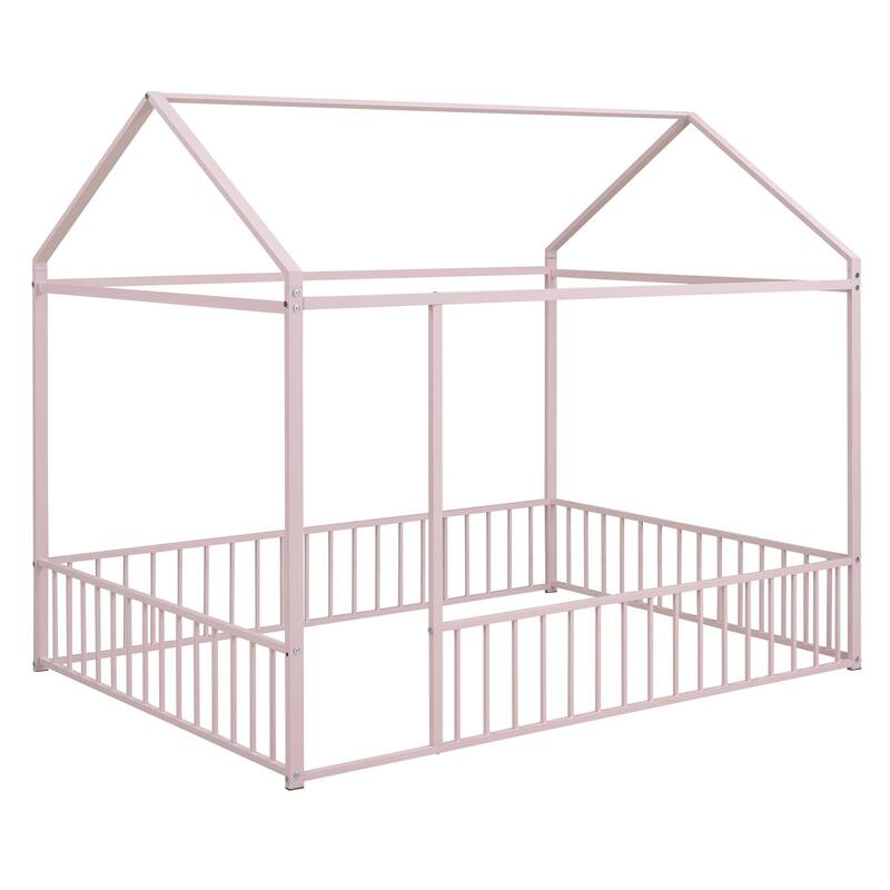 Metal Bed House Bed with Fence