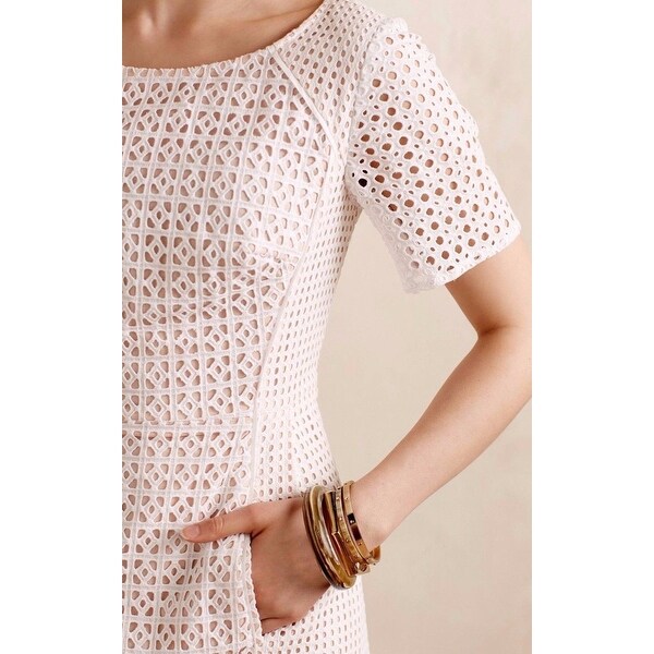 anthropologie white eyelet dress