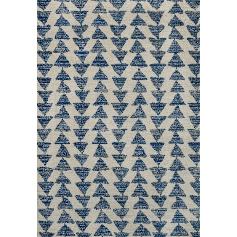 JONATHAN Y Khalil Moroccan Triangle Geometric Area Rug - 4 X 6 - Cream/Navy