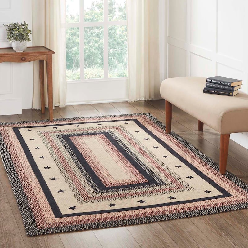 Colonial Star Jute Rug Rect w/ Pad 60x96 - 5' x 8' Rectangle - 5' x 8' Rectangle - Tan