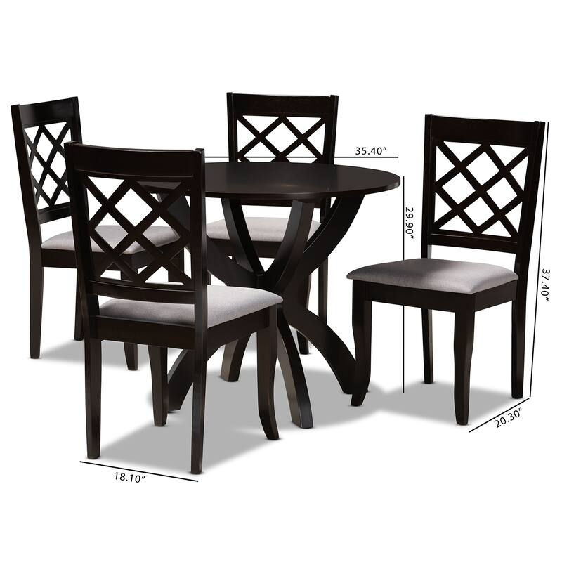 Savina Modern Fabric and Wood 5-Piece Dining Set