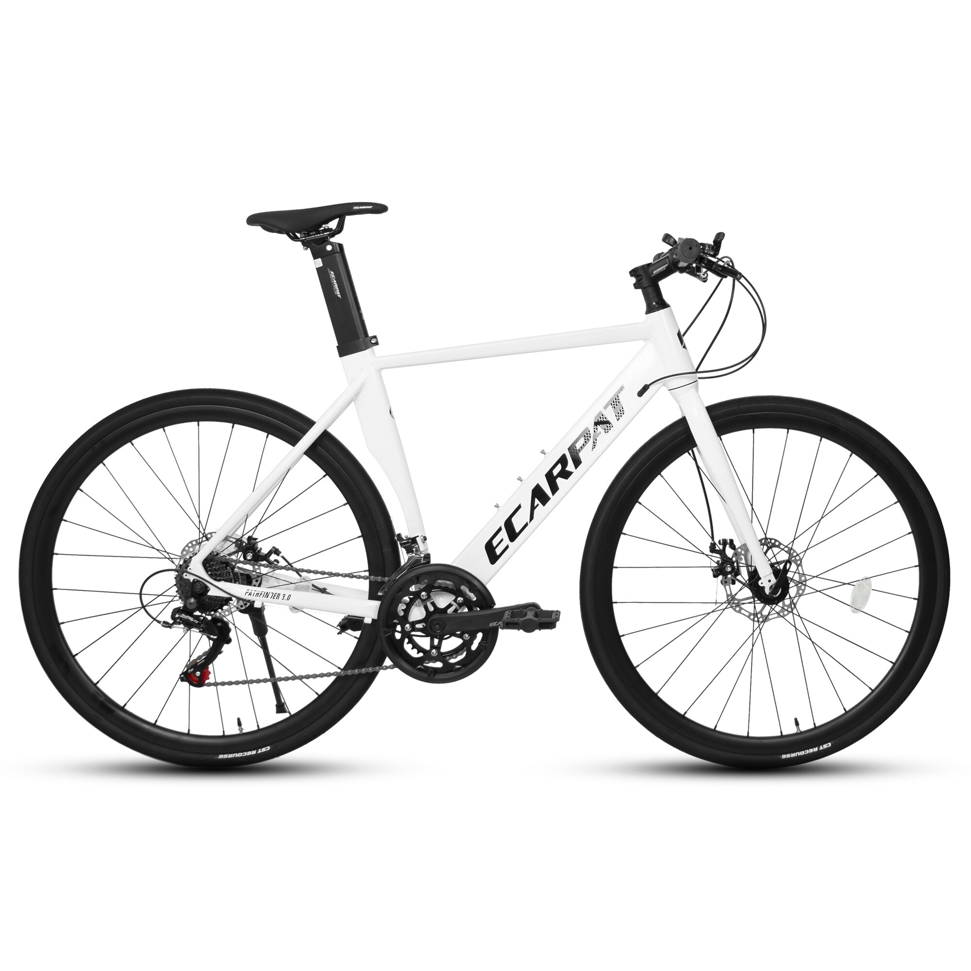 700c Ecarpat Road Bike 14 Speed Shimano Disc Brakes Light Weight Aluminum Frame Racing Bike City Commuting Road Bicycle White