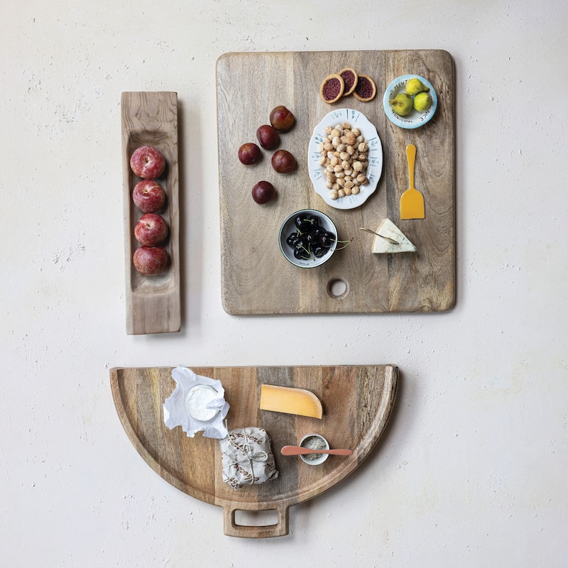 Mango Wood and Stainless Steel Folding Cheese and Serving Board - 26.0"L x 23.5"W x 1.0"H