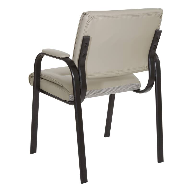 Guest Chair in Faux Leather and Black Finish Frame