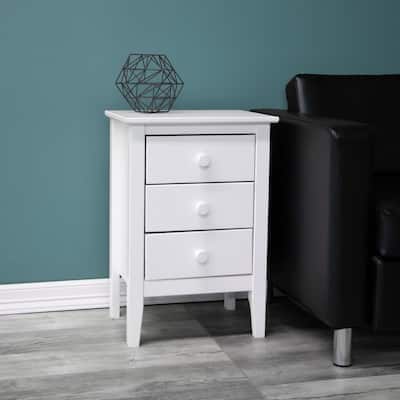 Adeptus Solid Wood White 3-Drawer End Table/Nightstand
