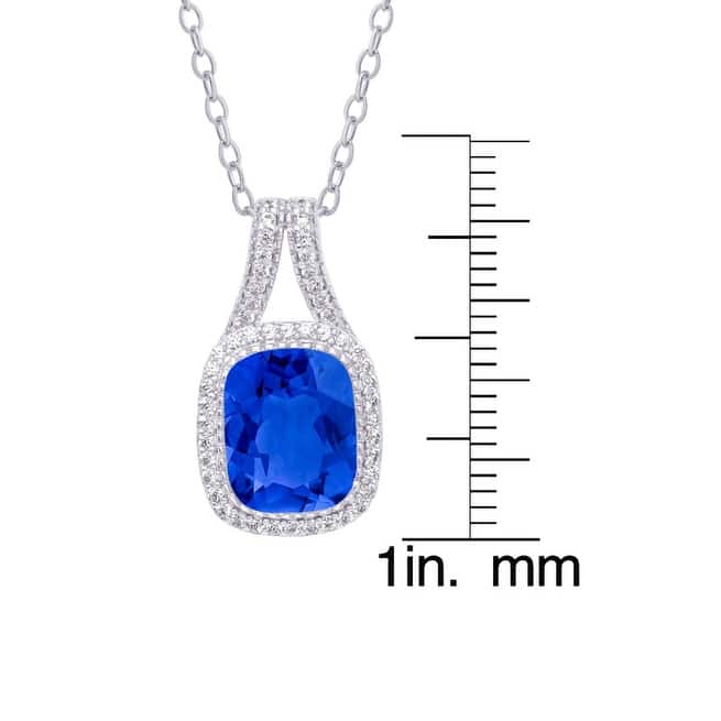 Victoria Townsend .925 Sterling Silver Blue Spinel & Cubic Zirconia Oval Cushion Pendant.