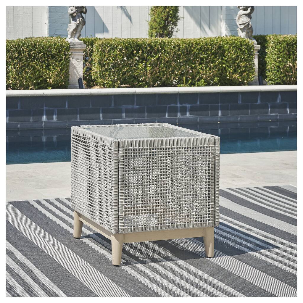 Signature Design by Ashley Seton Creek Gray Outdoor End Table - 21.63" W x 21.63" D x 23.25" H