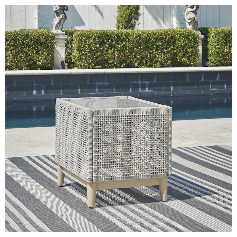 Signature Design by Ashley Seton Creek Gray Outdoor End Table - 21.63" W x 21.63" D x 23.25" H - Grey - 21.63" W x 21.63" D x 23.25" H