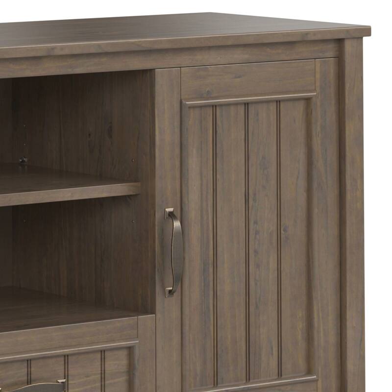 WYNDENHALL Rowan SOLID WOOD 53 inch Wide Contemporary TV Media Stand in Smoky Brown For TVs up to 60 inches