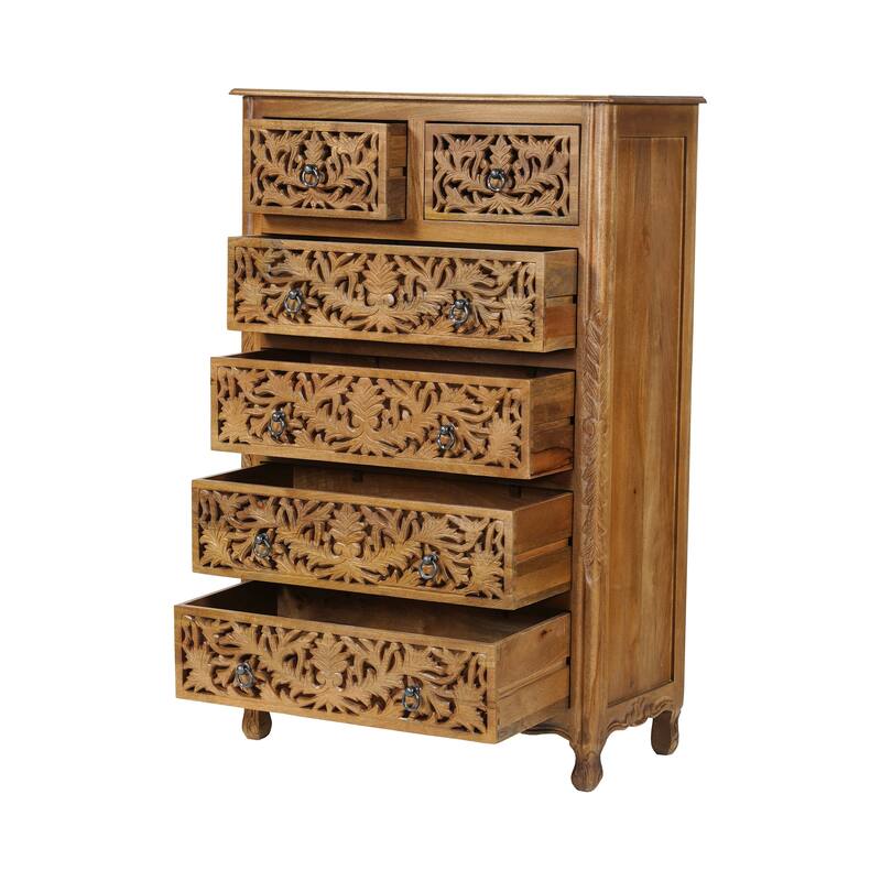 Florence Solid Wood 6-Drawer Tall Chest Vertical Storage Assembled