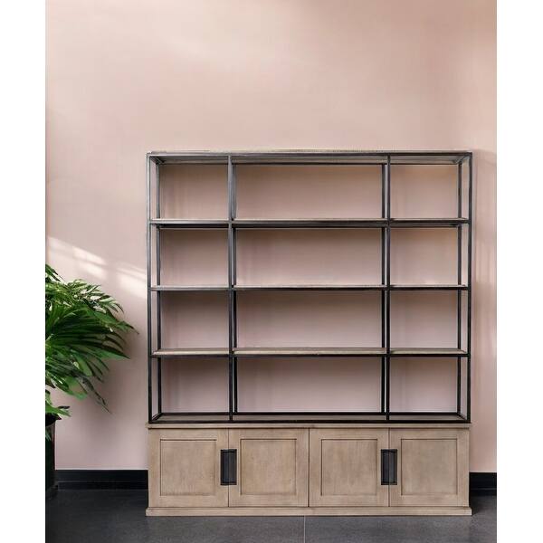 Light Brown Wood And Iron Shelving Unit With 3 Shelves Light Brown Wood And Iron Shelving Unit With 3 Shelves