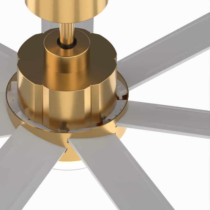 Pendry 56 inch Indoor/Outdoor Ceiling Fan with Matte White Blades - Brushed Satin Brass