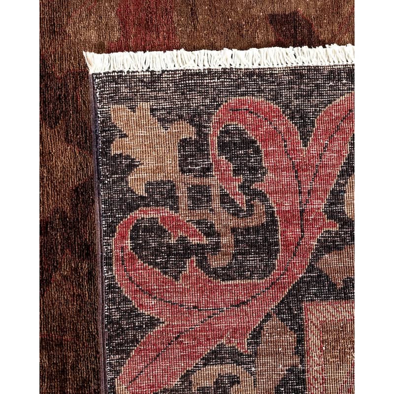 Overton Hand Knotted Wool Vintage Inspired Modern Contemporary Overdyed Gray Area Rug - 7' 10" x 9' 9"