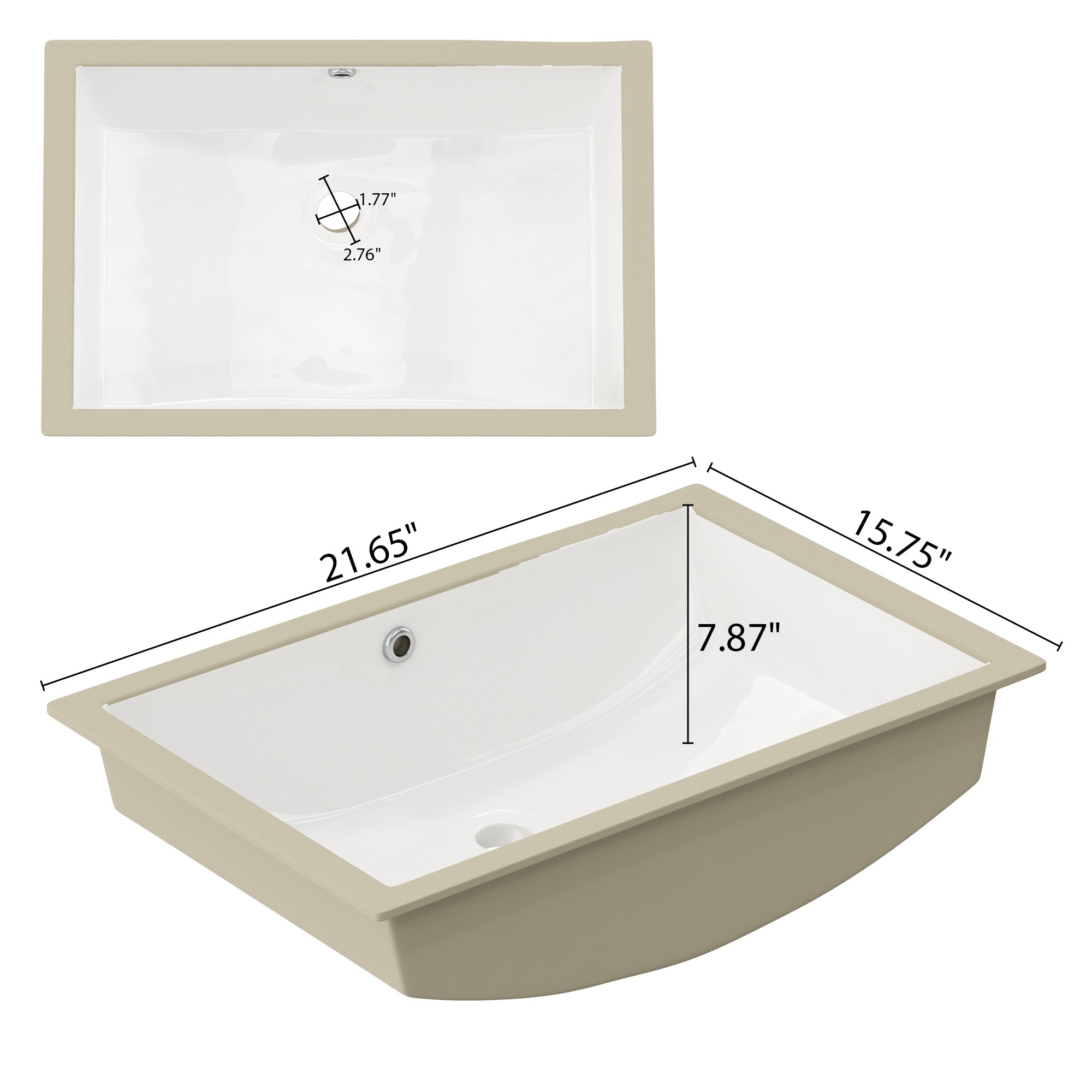 15.75''Ceramic Undermount Bathroom Sink with Overflow - Bed Bath