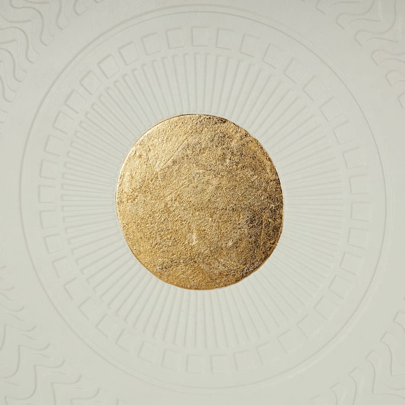 Metal Geometric Wall Decor with Gold Foil Center and Wavy Patterns - White - Roche River Decor
