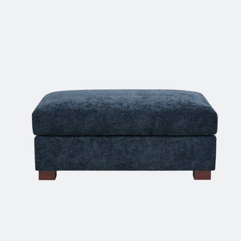 41" W Modern Rectangle Chenille Ottoman