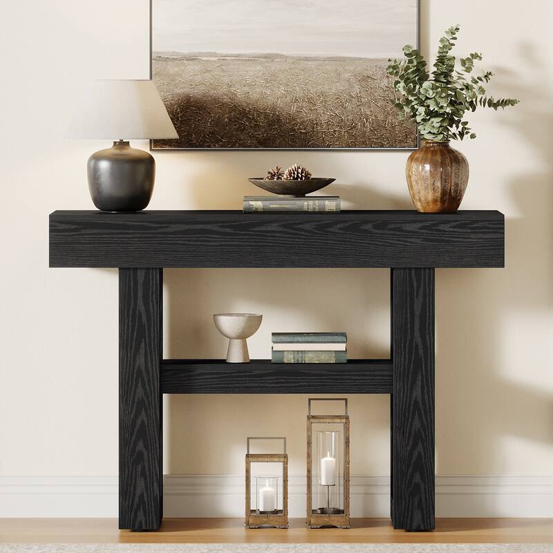 41.34'' Farmhouse Entryway Sofa Console Table with Storage Shelves