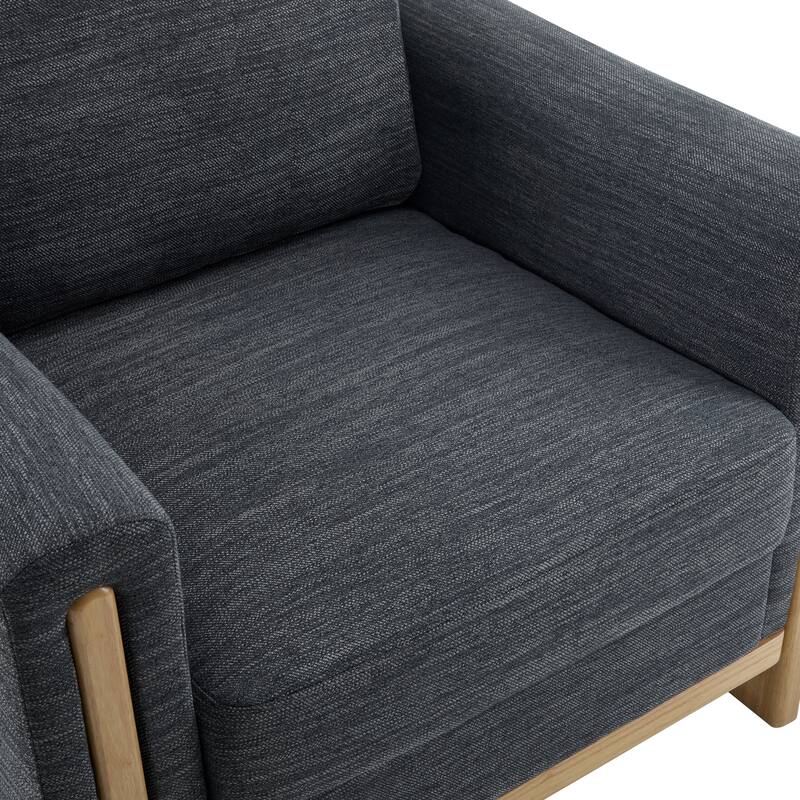 Roomfitters Upholstered Armchair with Wood Frame, Modern Fabric Lounge Accent Chair