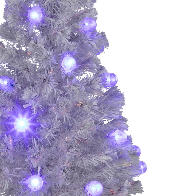 4' Medium White Iridescent Artificial Christmas Tree Blue LED - 4 Foot