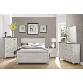 Jillene 3 Piece Antique White Modern Panel Bedroom Set - Bed Bath ...