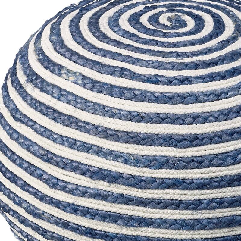 20" Cotton Blend Round Pouf Ottoman for Living Room, Footrest, Seating