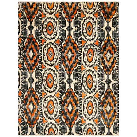 SAFAVIEH Couture Hand-knotted Calcutta Ikat Verena Modern Wool Rug with Fringe