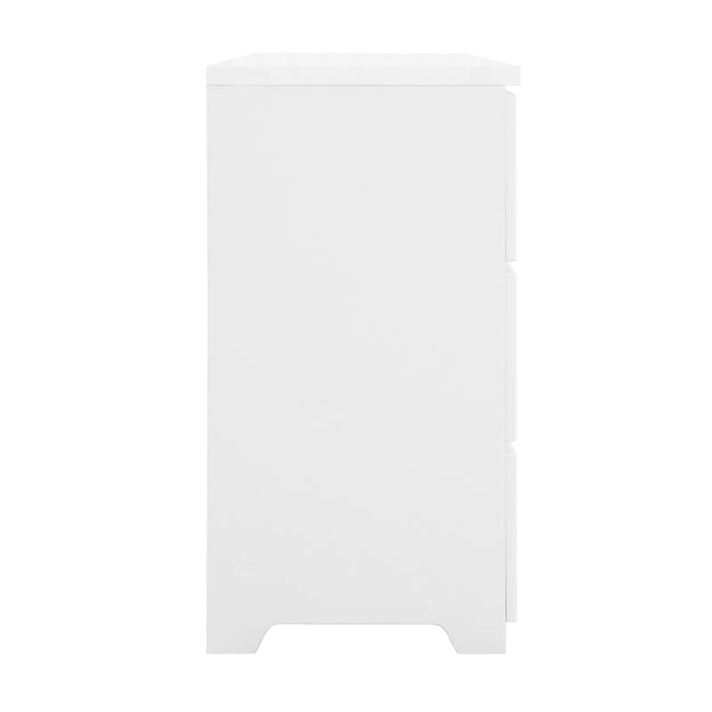 Modern 6-Drawer Wave-Patterned Dressing Table Handle-Less Storage Cabinets with Waterproof Countertop, for Bedroom