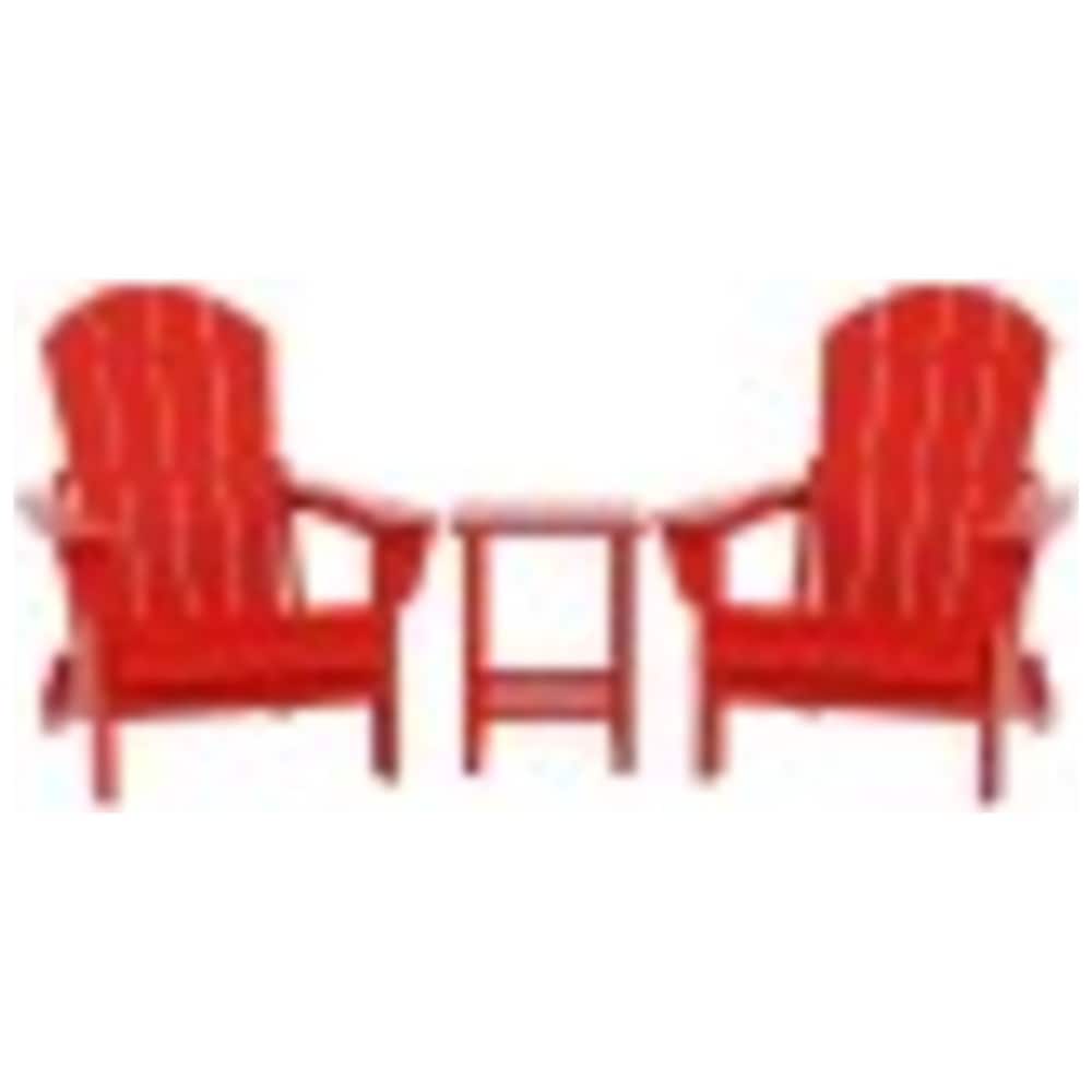Laguna Hdpe All Weather Outdoor Patio Foldable Adirondack Chairs With Side Table (3-Piece Set)