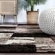 Miranda Haus Geometric Modern Patchwork Polypropylene Indoor Area Rug