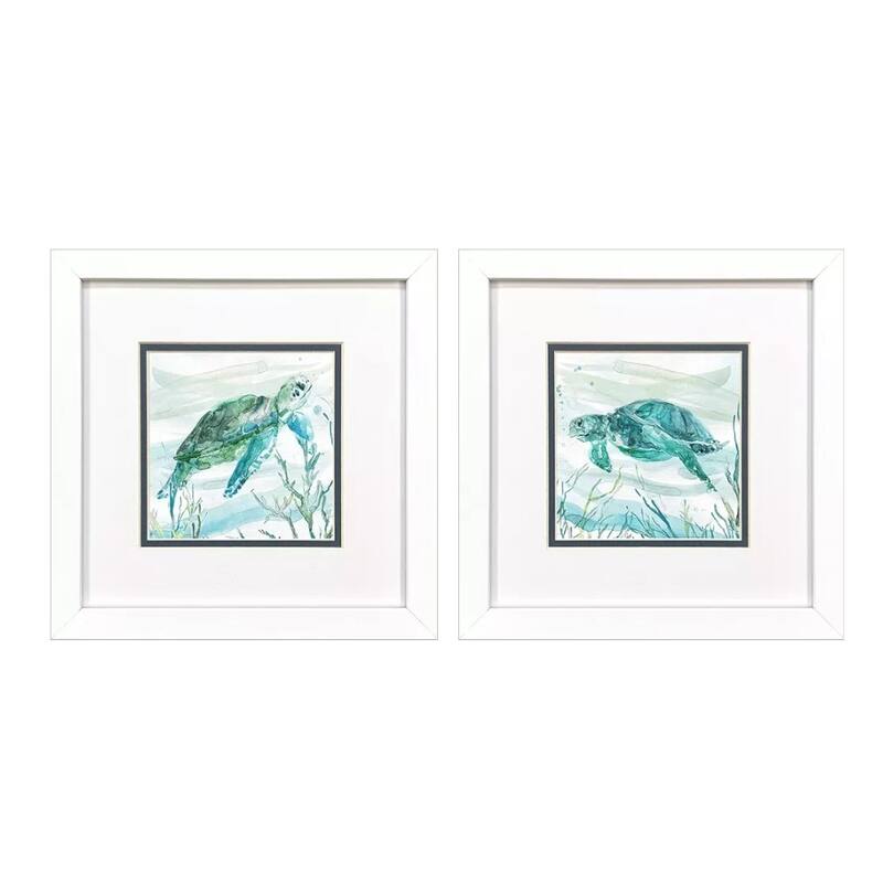 HomeRoots Set Of Two Tropical Current White Framed Wall Art