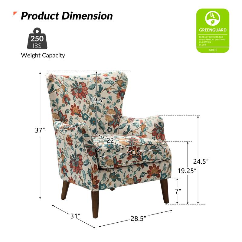 Nikolaus Traditional Comfy Living Room Armchair with Solid Wood Legs and Thick Seat Cushion Set of 2 by HULALA HOME