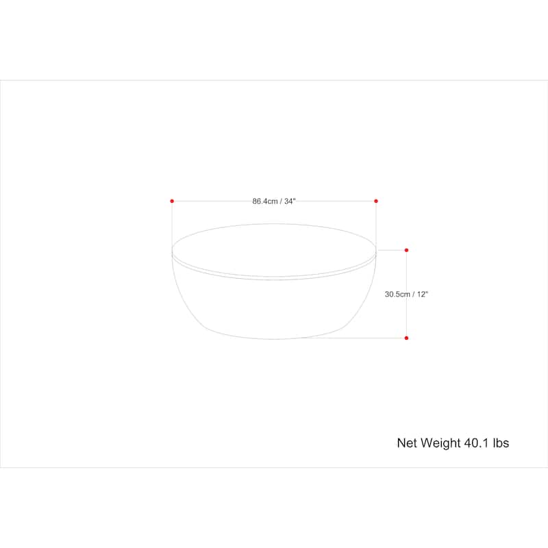 WYNDENHALL Keystone 34 inch Wide Solid Mango Modern Industrial Drum Coffee Table & Assembled - 34"d x 34" w x 12"h