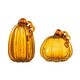 preview thumbnail 12 of 26, Glitzhome Amber Crackle Handblown Decorative Glass Pumpkins A & B