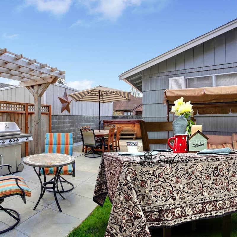 Earthen Vintage Floral Block Print Cotton Tablecloth Collection