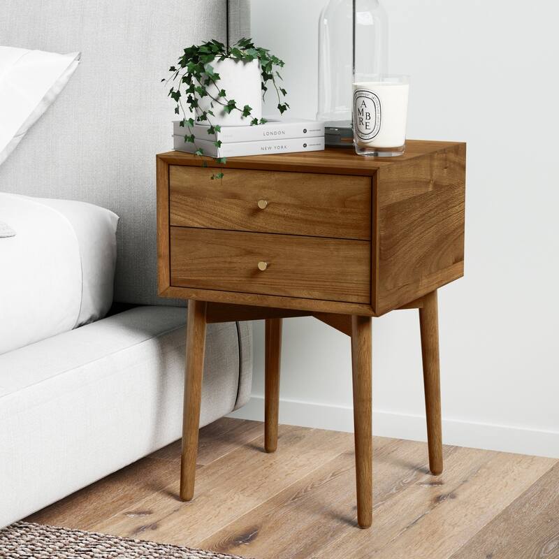 Nathan James Harper 2-Drawer Mid-Century Side Table