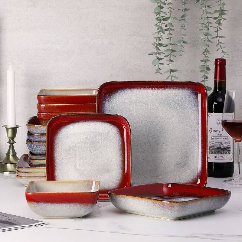 vancasso Stern Reactive Glaze Stoneware Dinnerware Set, Service for 4