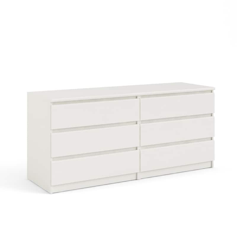 6 Drawer Bedroom Dresser, Wide Wooden Storage Organizer, Deep Double Wood Closet Cabinet for Bedroom, Living Room